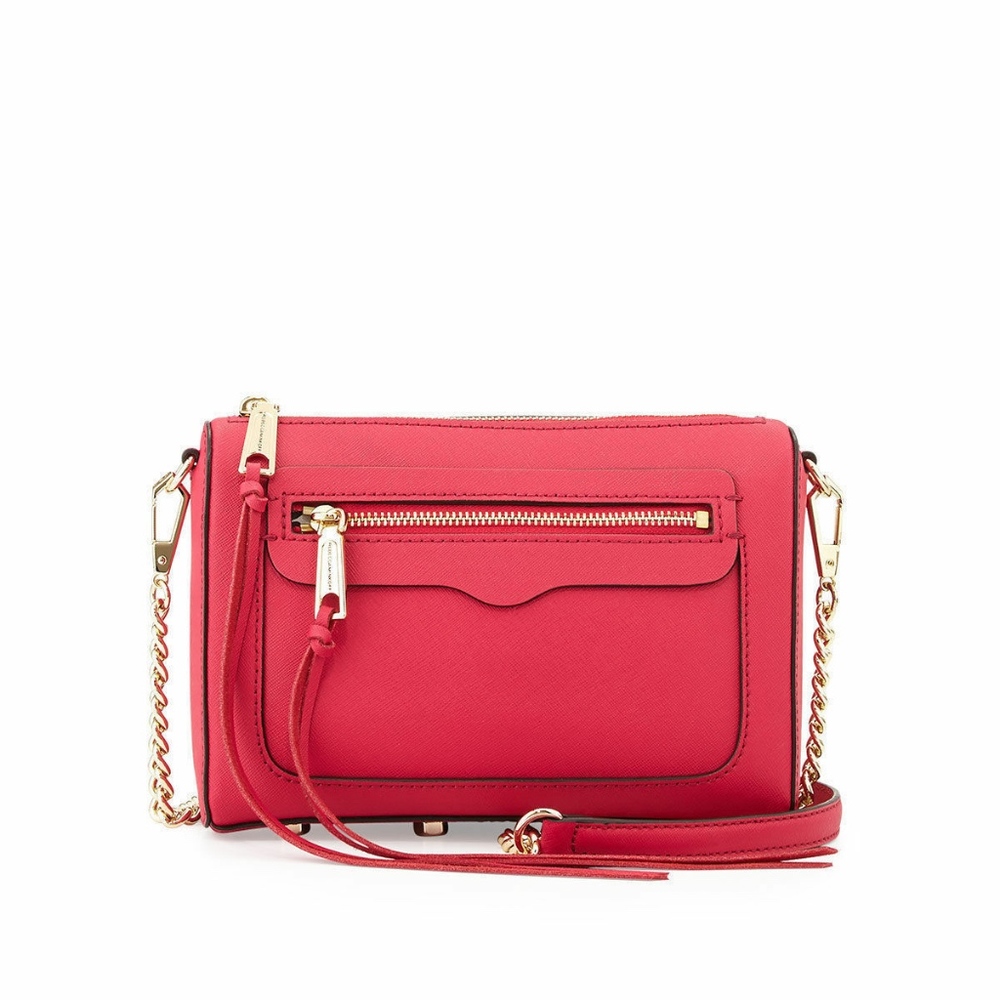 NWT $175 Rebecca Minkoff 'Avery' Crossbody Bag in Saffiano Leather - Pink!